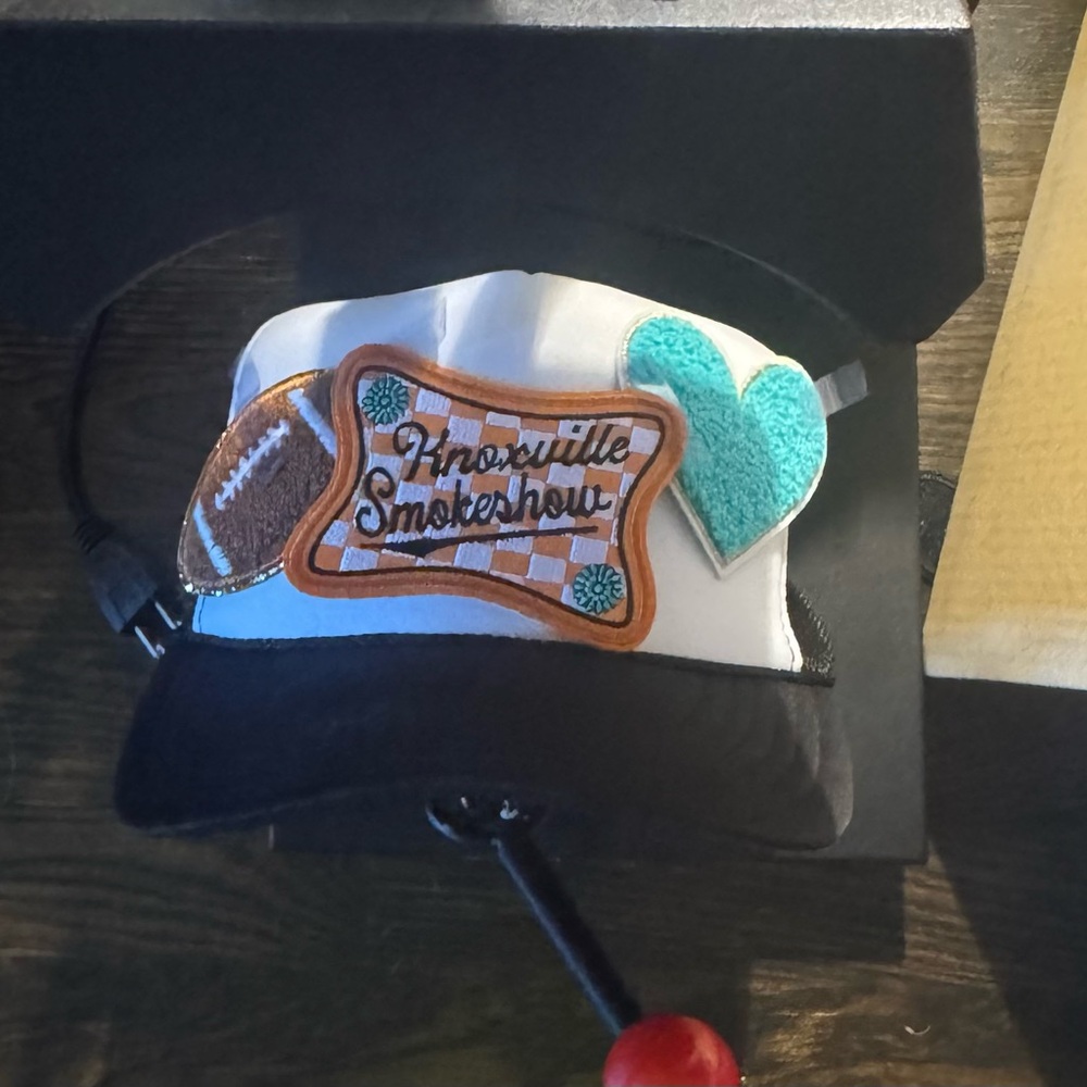 OTTO Black and White Hat with Teal and Brown Accents